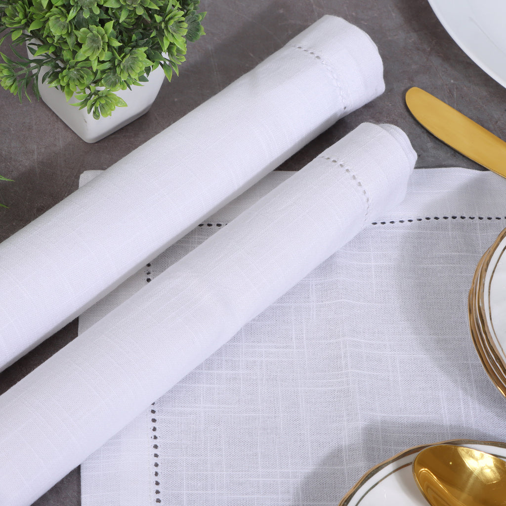 FINGERCRAFT Table Napkins, Cotton Cloth Napkin, Picot Edge, 20-inch, 12 Pack, Ivory