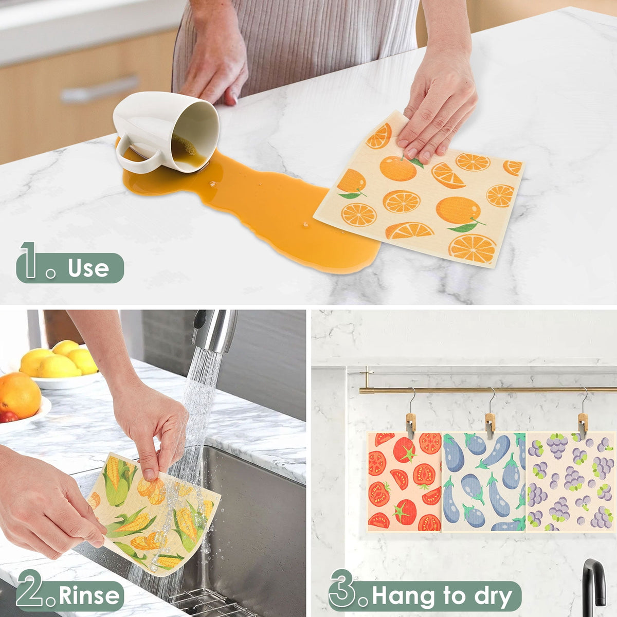 Xiyztok Kitchen Swedish Dishcloth 10 Pack Reusable Paper Towel Non Scratch Swedish Kitchen Towel Absorbent for Wiping Countertop Glass Ceramic