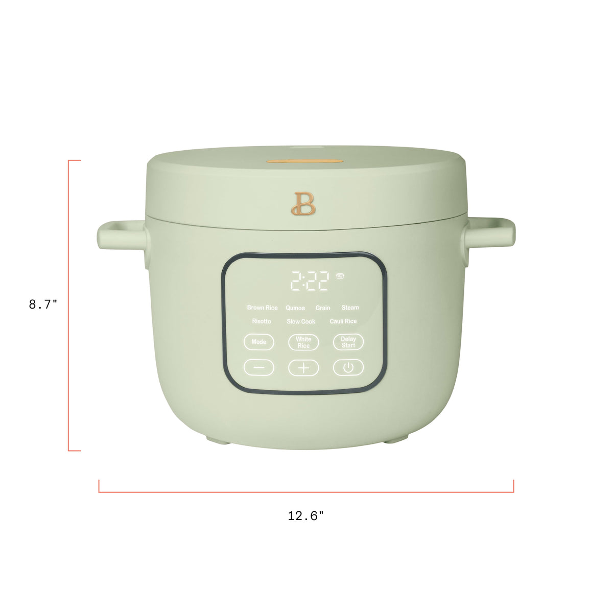 Beautiful 14-Cup Cooked, 6-Cups Uncooked Electric Rice and Grain Cooker, EverGood Ceramic Nonstick Coating, Thyme Green by Drew Barrymore