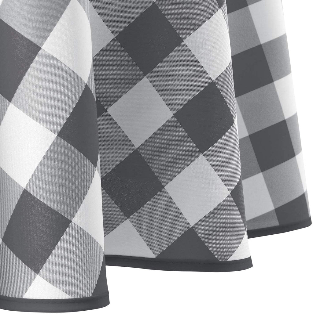 Hiasan Checkered Round Tablecloth 60 Inch - Waterproof Stain and Wrinkle Resistant Washable Fabric Table Cloth for Dining Room Party Outdoor Picnic, Black and White