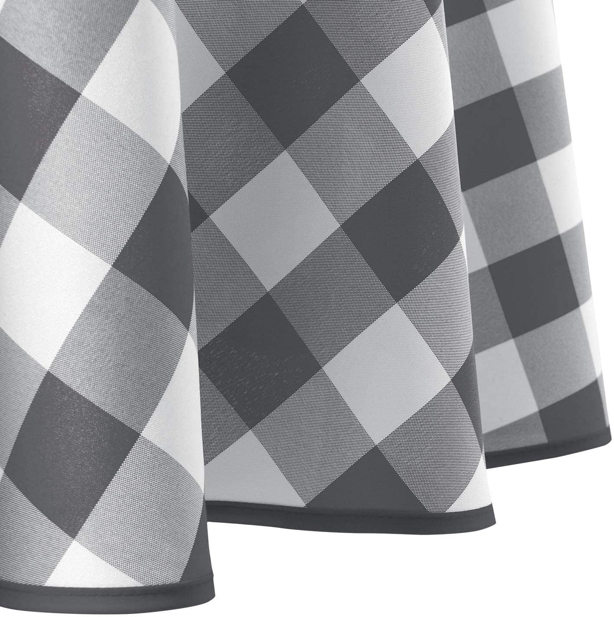 Hiasan Checkered Round Tablecloth 60 Inch - Waterproof Stain and Wrinkle Resistant Washable Fabric Table Cloth for Dining Room Party Outdoor Picnic, Black and White
