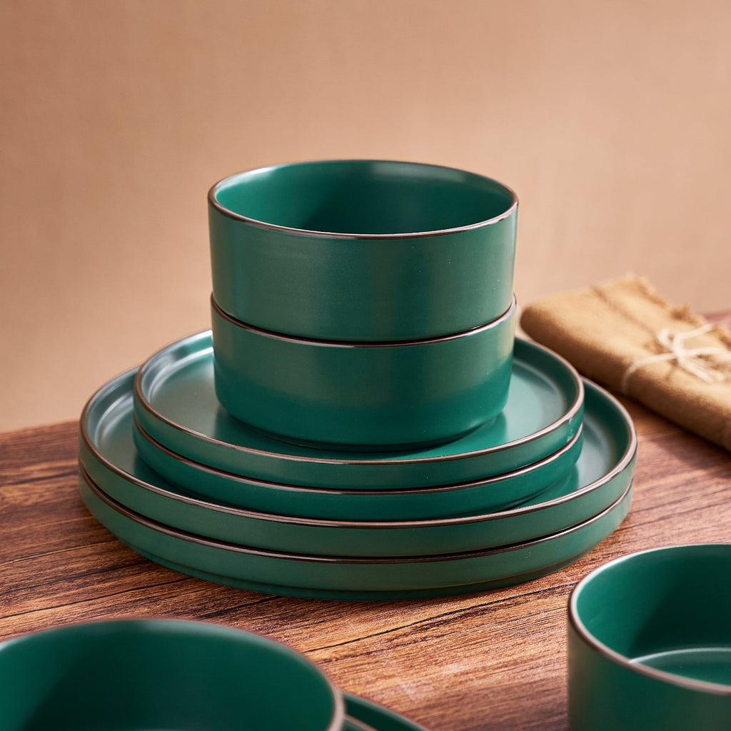 Famiware Nebula Stoneware Dinnerware Sets, 12-Piece Dish Set, Multi-color