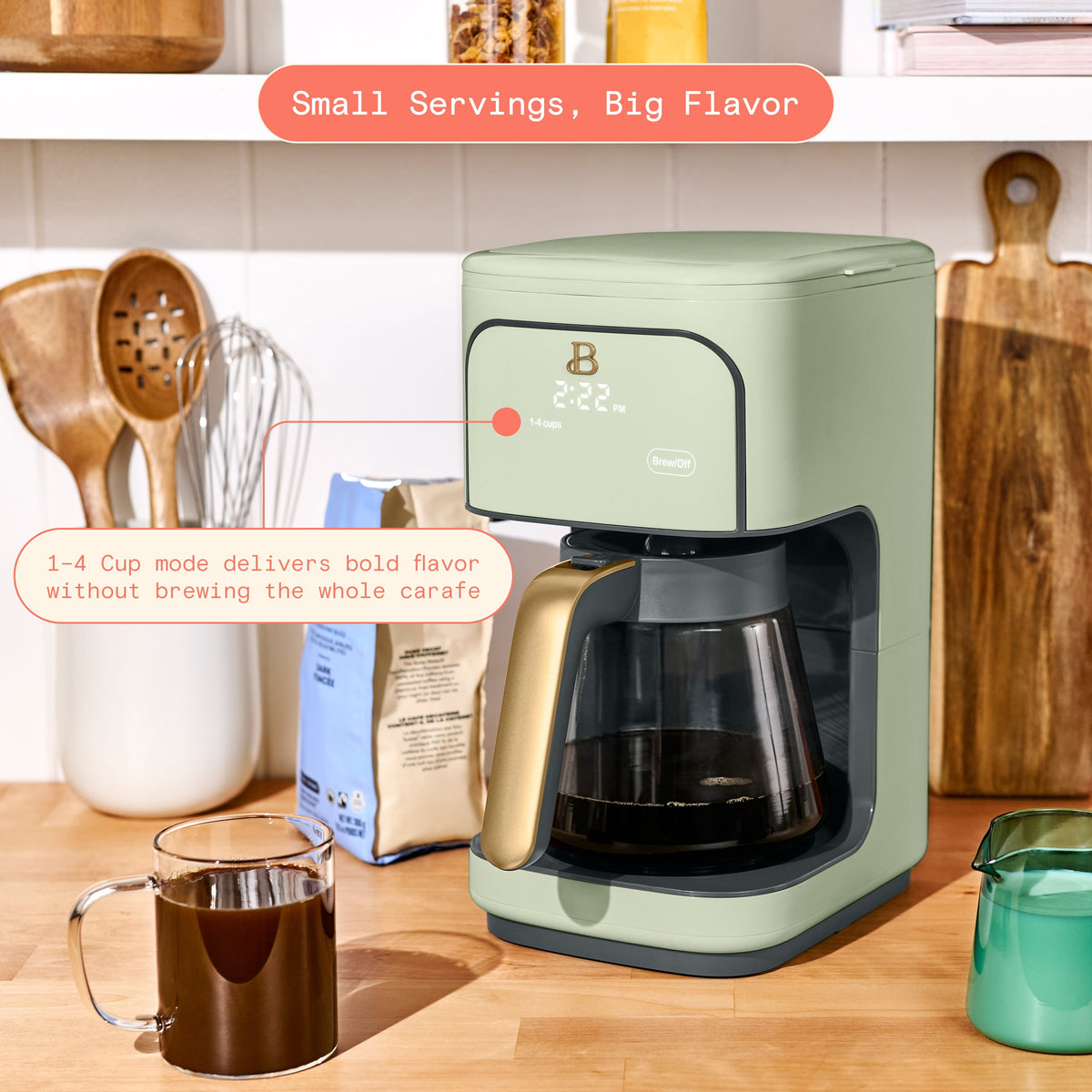 Beautiful by Drew Barrymore 12-Cup Programmable Coffee Maker, White Icing
