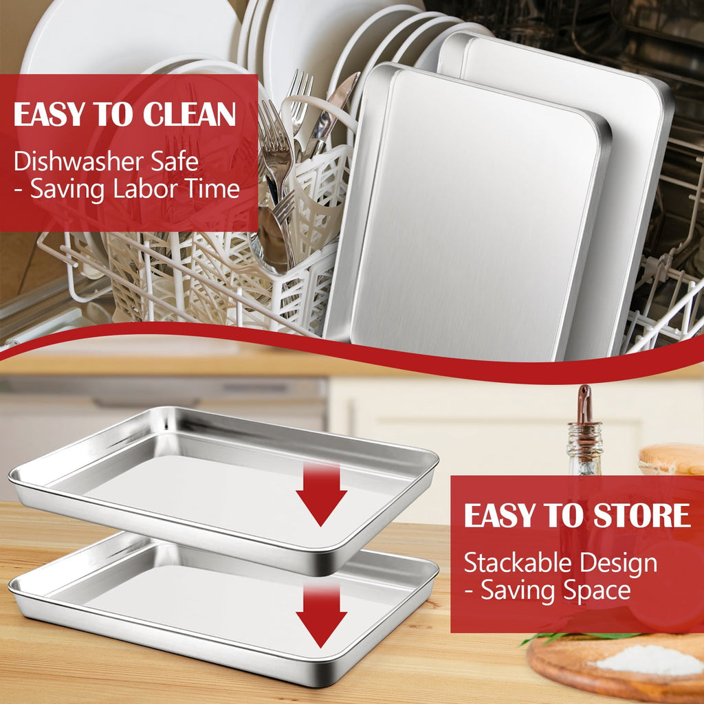 Vesteel 20" x 14" x 1" Extra Large Baking Sheet Set of 2, Heavy Duty Stainless Steel Cookie Sheet Baking Pan for Oven, Non-Stick & Dishwasher Safe