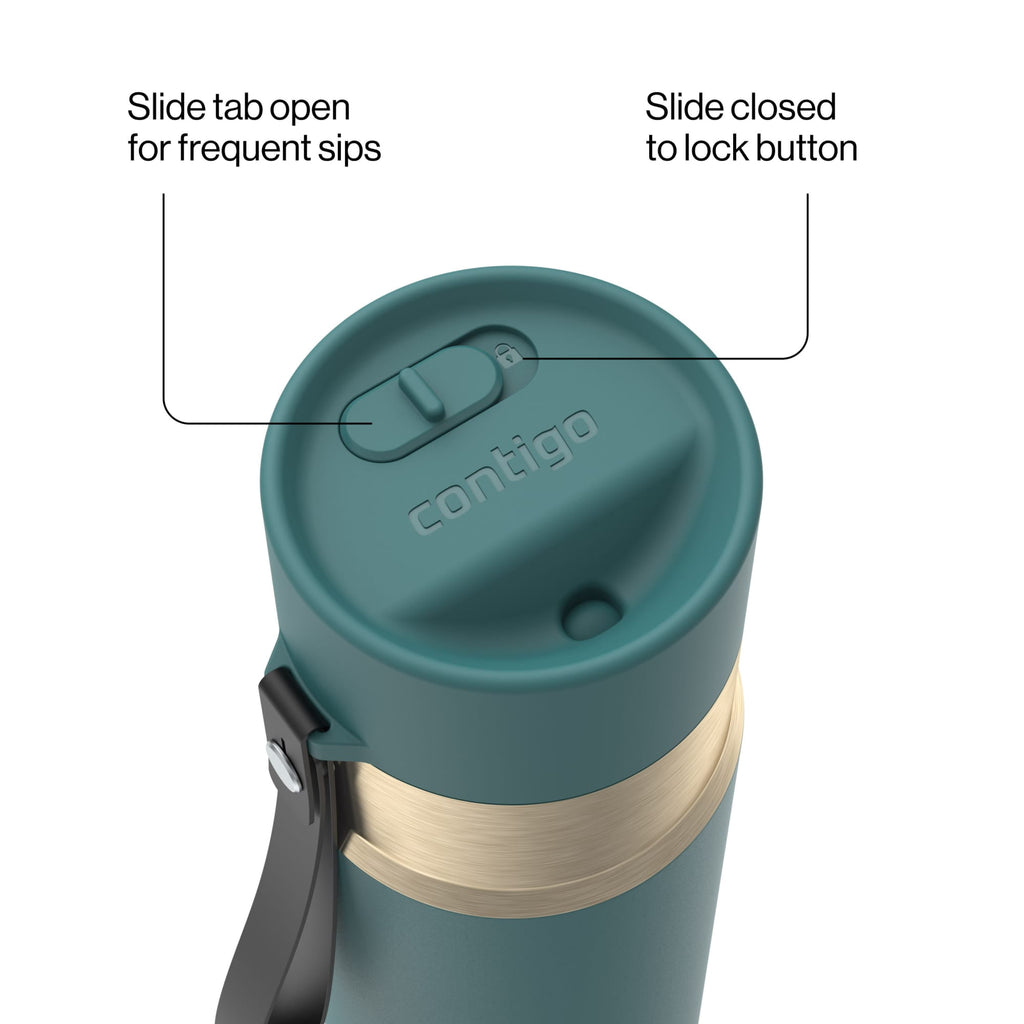Contigo 24oz AutoSeal Insulated Stainless Steel Water Bottle, Licorice Black/Bronze