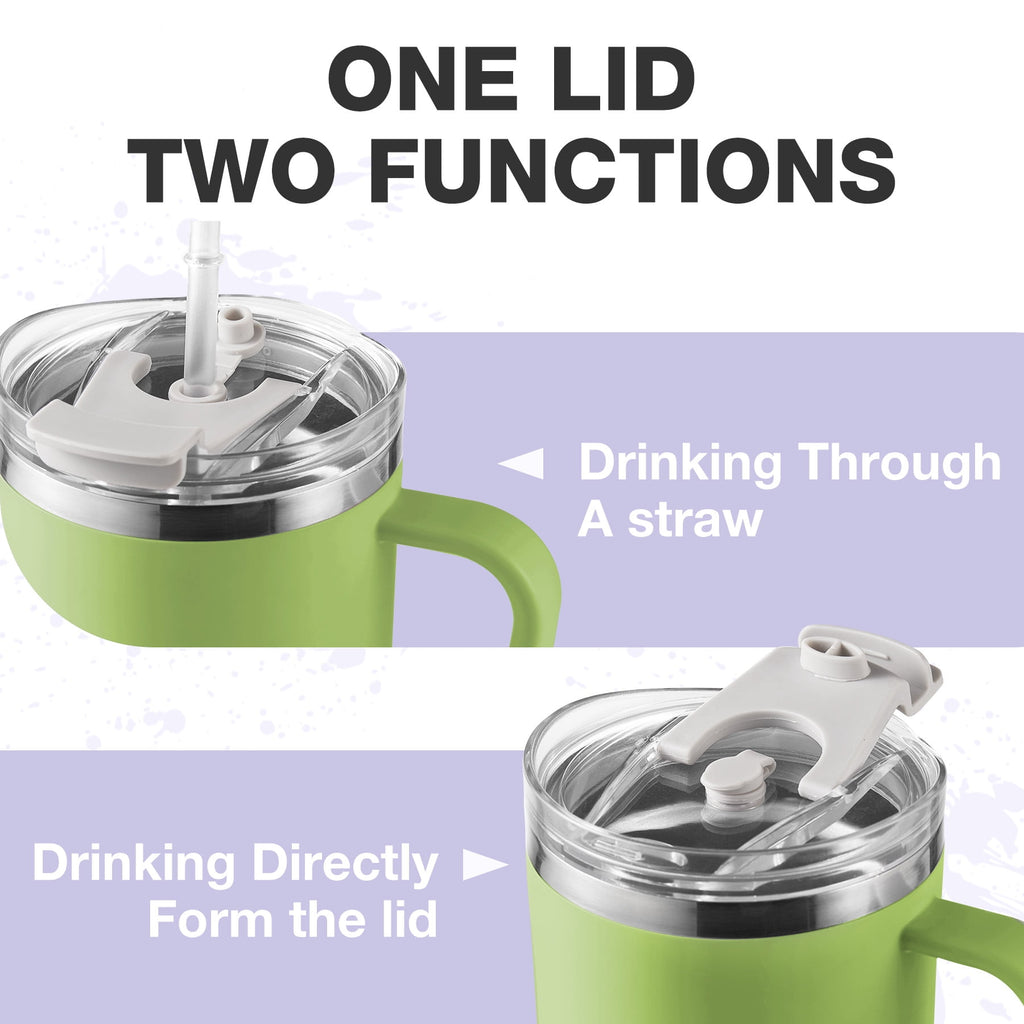 HONGBAKE 40 oz Tumbler with Handle and Straw Lid, Insulated Stainless Steel Tumbler, Travel Mug Fits Cup Holder, Dusty Lavender