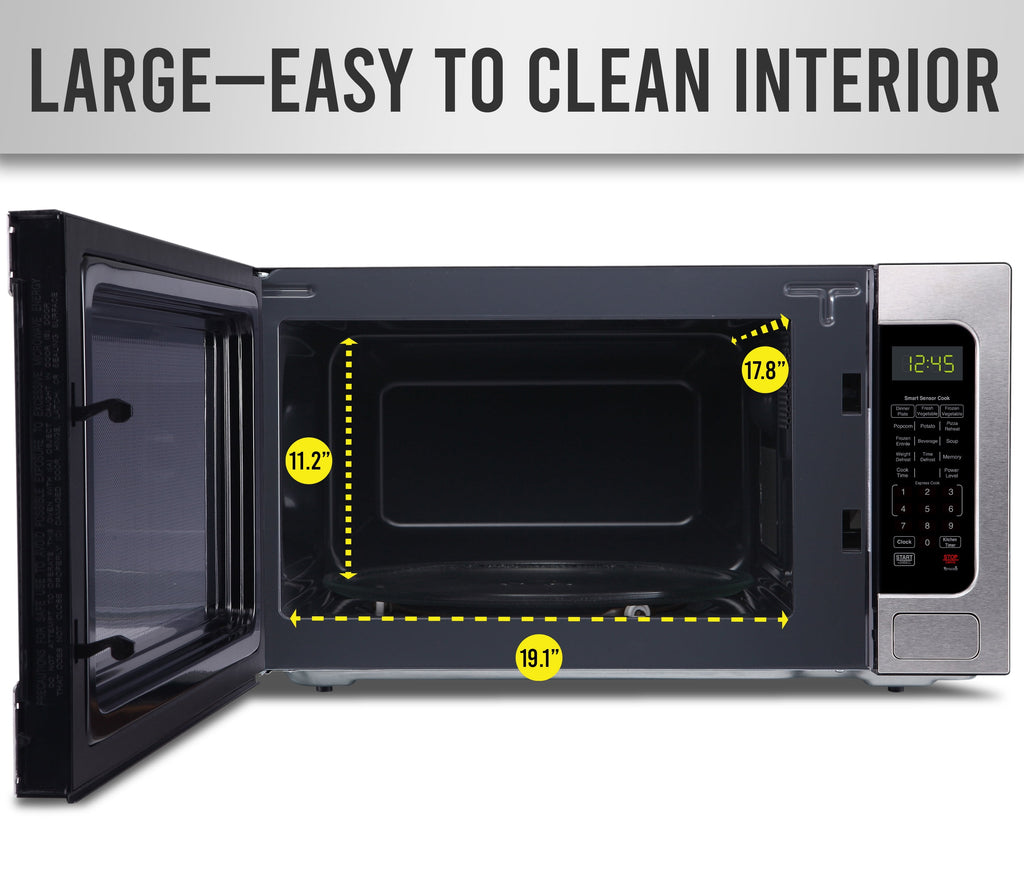 Farberware 1.1 cu ft Microwave Oven, 1000W Professional Countertop Microwave Oven, Stainless Steel