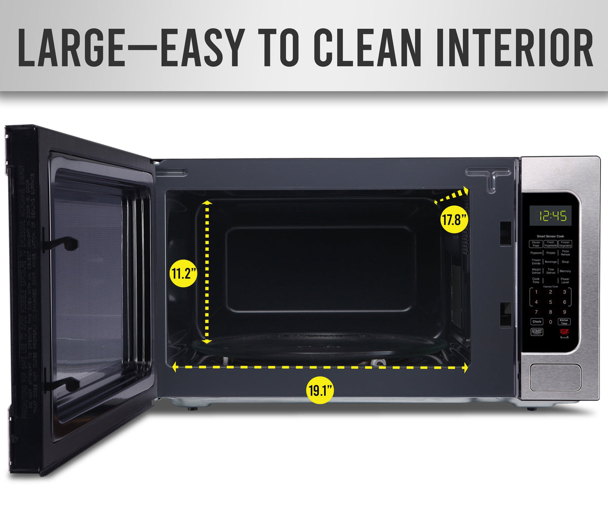 Farberware 1.1 cu ft Microwave Oven, 1000W Professional Countertop Microwave Oven, Stainless Steel