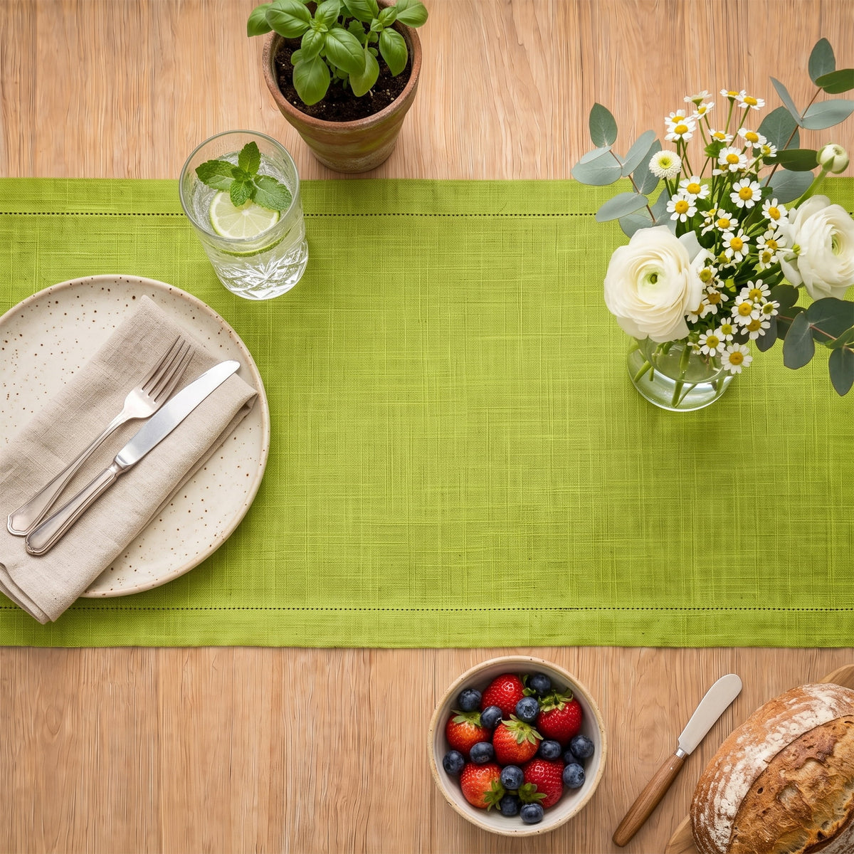 Fingercraft Table Runners, Cotton Dinner Table Centerpiece with Beautiful Premium Lace, Home and Dining Aqua-90