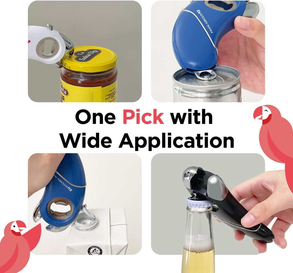 Kitchen Mama Epic One Magnetic Multifunction Opener: Beer, Soda Can, Pull Tab, Jar Opener (Red)