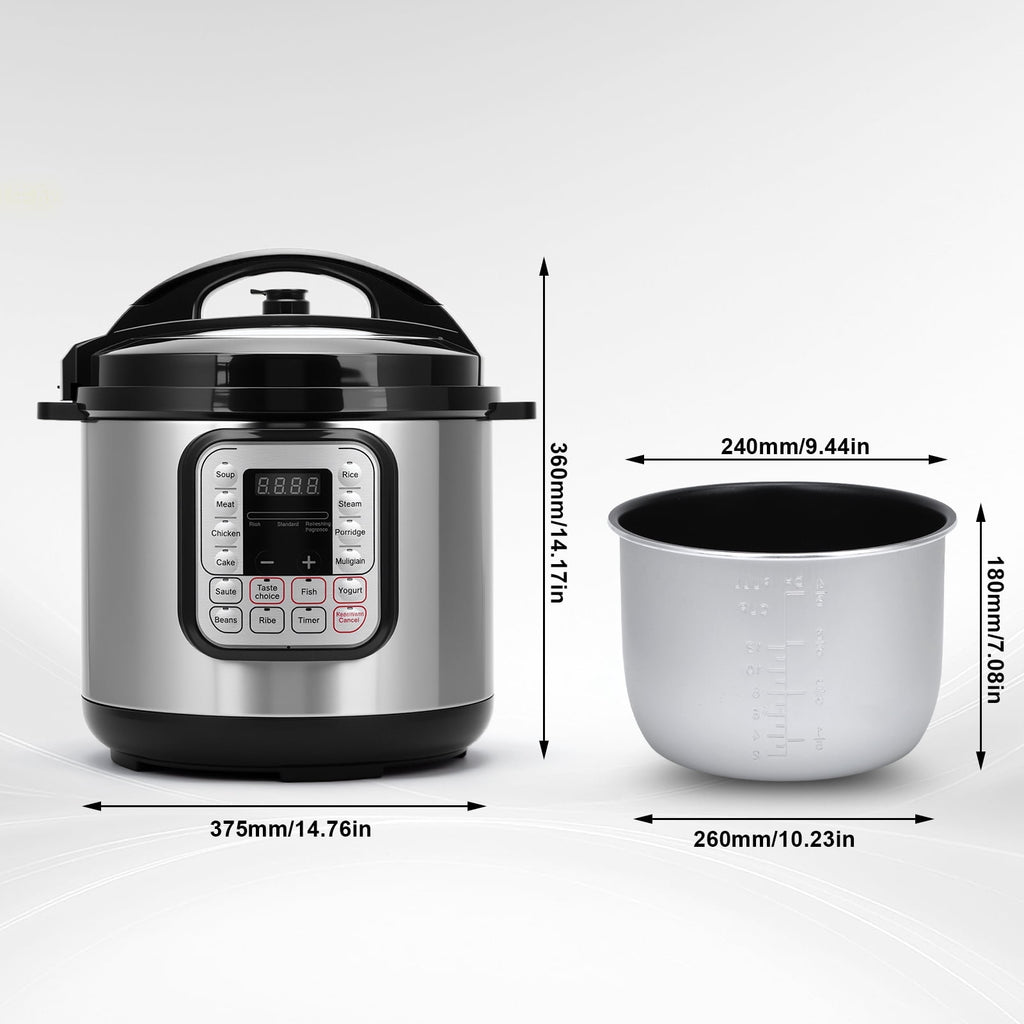 8.5 Quart Electric Pressure Cooker, 16-in-1 Multi-Functional Slow Cooker, Rice Cooker, Saute Pan, Soup Pot, Egg Cooker, Warmer, Preset Cooking, Stainless Steel