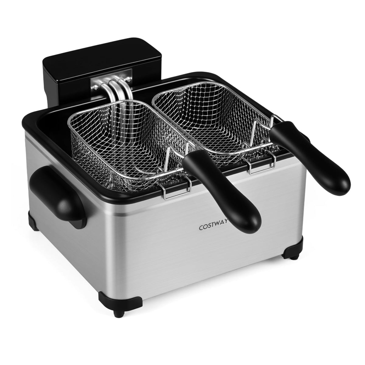 Costway Electric Deep Fryer 5.3 QT/21-Cup Stainless Steel 1700W with Triple Basket Silver