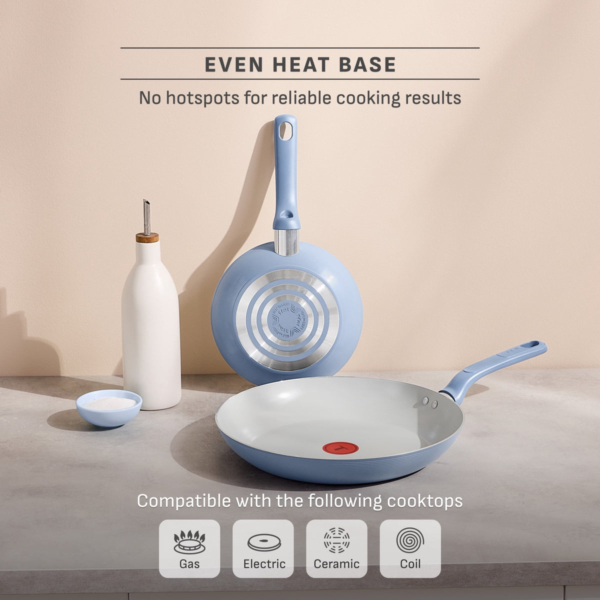 T-fal Easy Care 18 Piece Ceramic Nonstick Cookware Set, Pots and Pans, Mint Green
