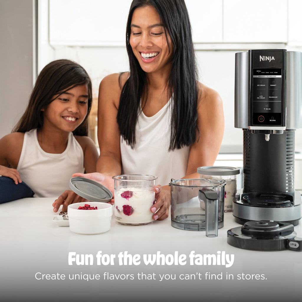 Ninja Creami Ice Cream Maker, for Mix-ins, Milkshakes, Sorbet, 5 One-Touch Programs, (2) 16 Oz Pint Containers & Lids, NC350 White