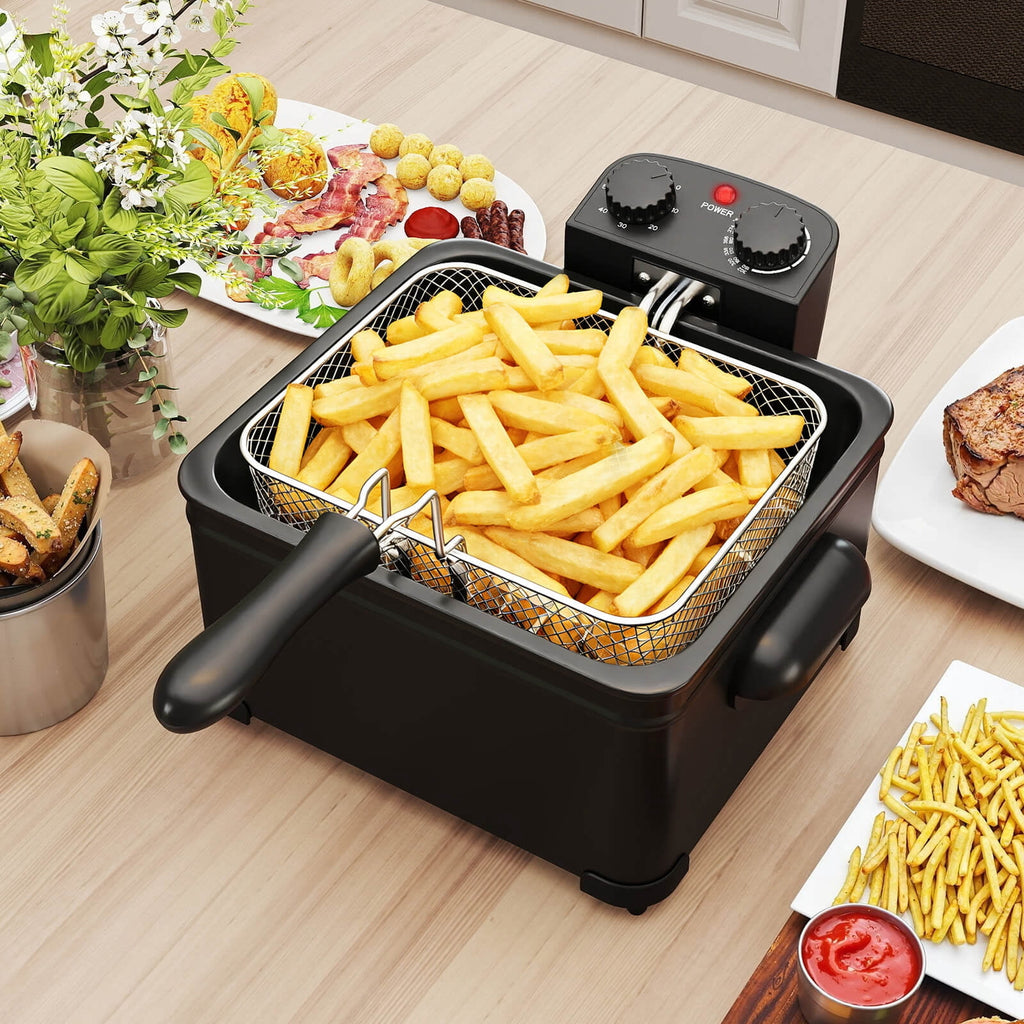 Costway Electric Deep Fryer 5.3 QT/21-Cup Stainless Steel 1700W with Triple Basket Silver