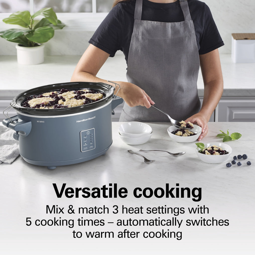 Hamilton Beach 7 Qt Programmable Slow Cooker, Stoneware Crock with Removable Pot, Stainless Steel