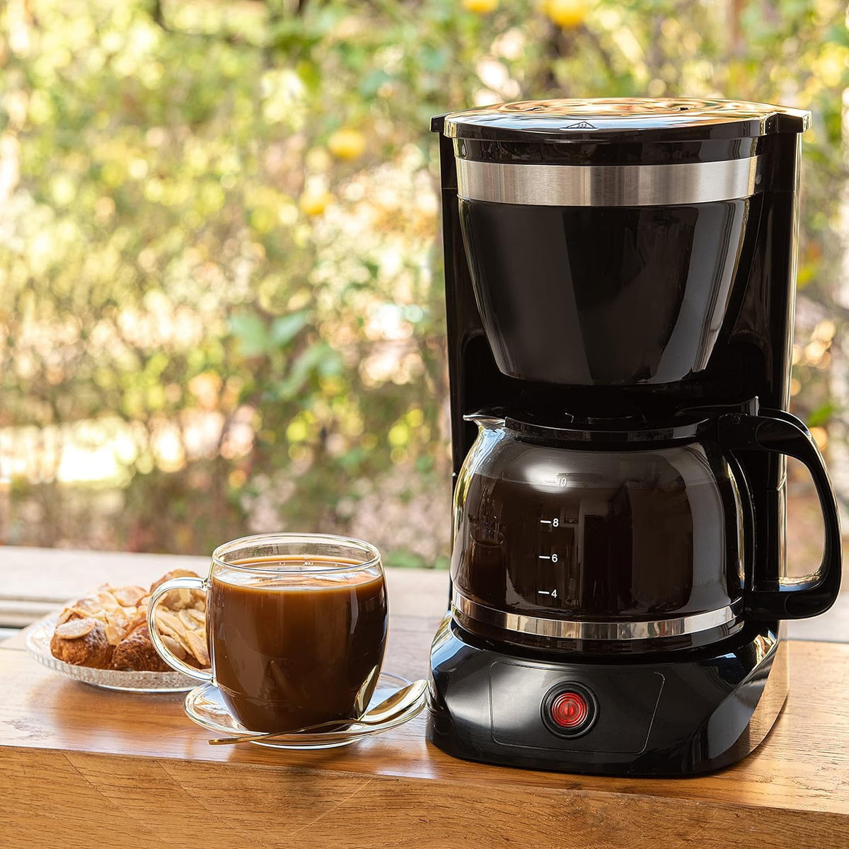Mixpresso 12 Cup Coffee Pot, Auto-Off & Reusable Filter, Large Drip Coffee Maker 12 Cup Borosilicate Glass Carafe, Anti-Drip Coffee Machine Water Level Window, Black Electric Coffee Maker