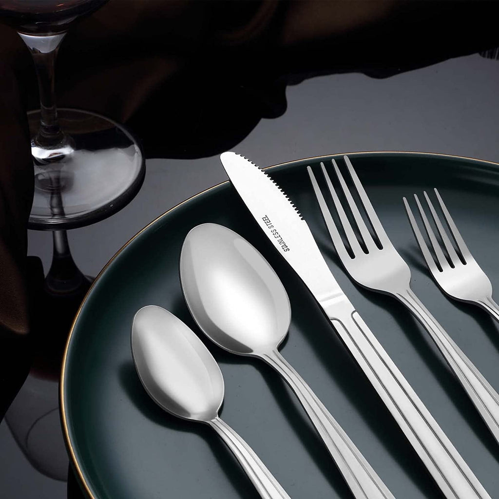 Bestdin 72 Pieces Silverware Set with Steak Knives, Stainless Steel Pattern Design Cutlery Set for 12, Flatware Set Mirror Polished, Tableware Set for Home Kitchen Restaurant Hotel, Dishwasher Safe