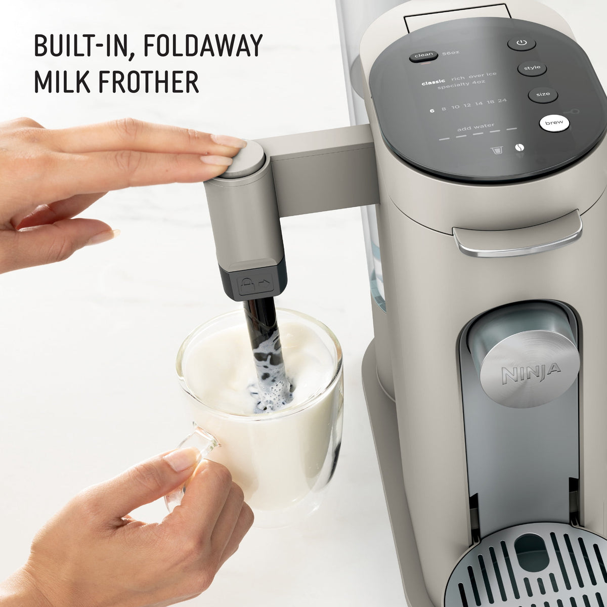 Ninja Pods & Grounds Specialty Single-Serve Coffee Maker, K-Cup Pod Compatible, Built-In Milk Frother, PB051SG, Sage Green