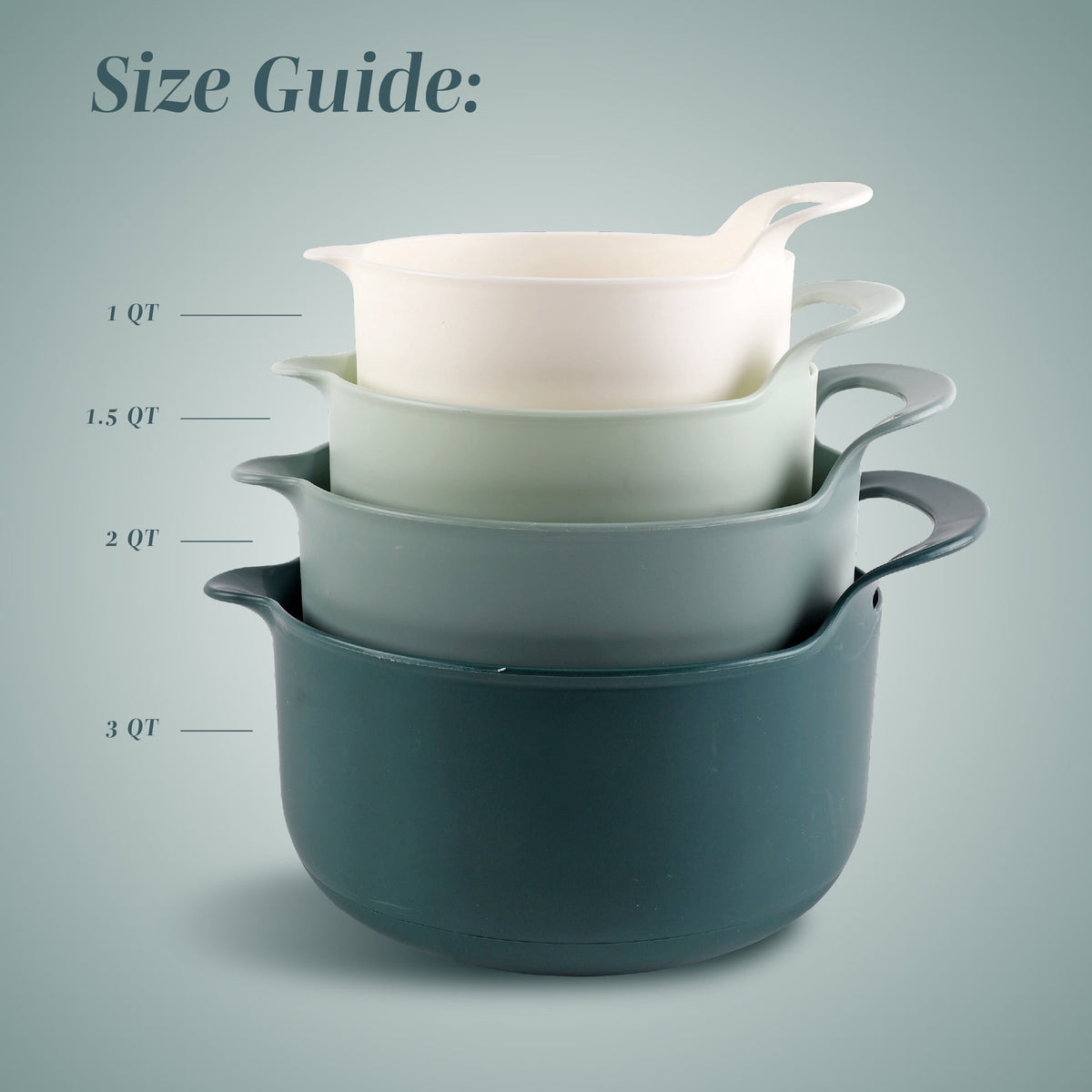 COOK WITH COLOR Mixing Bowls Set, 4-Piece Non-Slip Mixing Bowls with Pour Spouts & Handles, Black Speckled