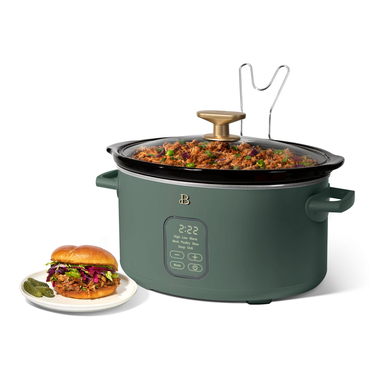 Beautiful 6 Qt Programmable Slow Cooker, Thyme Green by Drew Barrymore