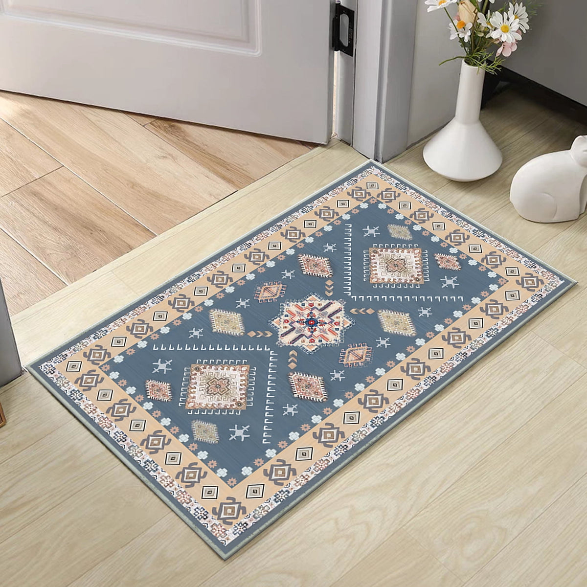 TECHVIDA Kitchen Rug Set 3 Piece,Non Slip Machine Washable Kitchen Mats, Farmhouse Hallway Doormat for Home Floor and Living Room,Gray