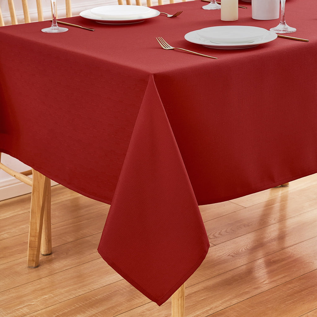 Inosoo Faux Linen Textured Rectangle Tablecloth - 60 x 84 inch Waterproof & Machine Washable Linen-Look Cloth Table Cover, White