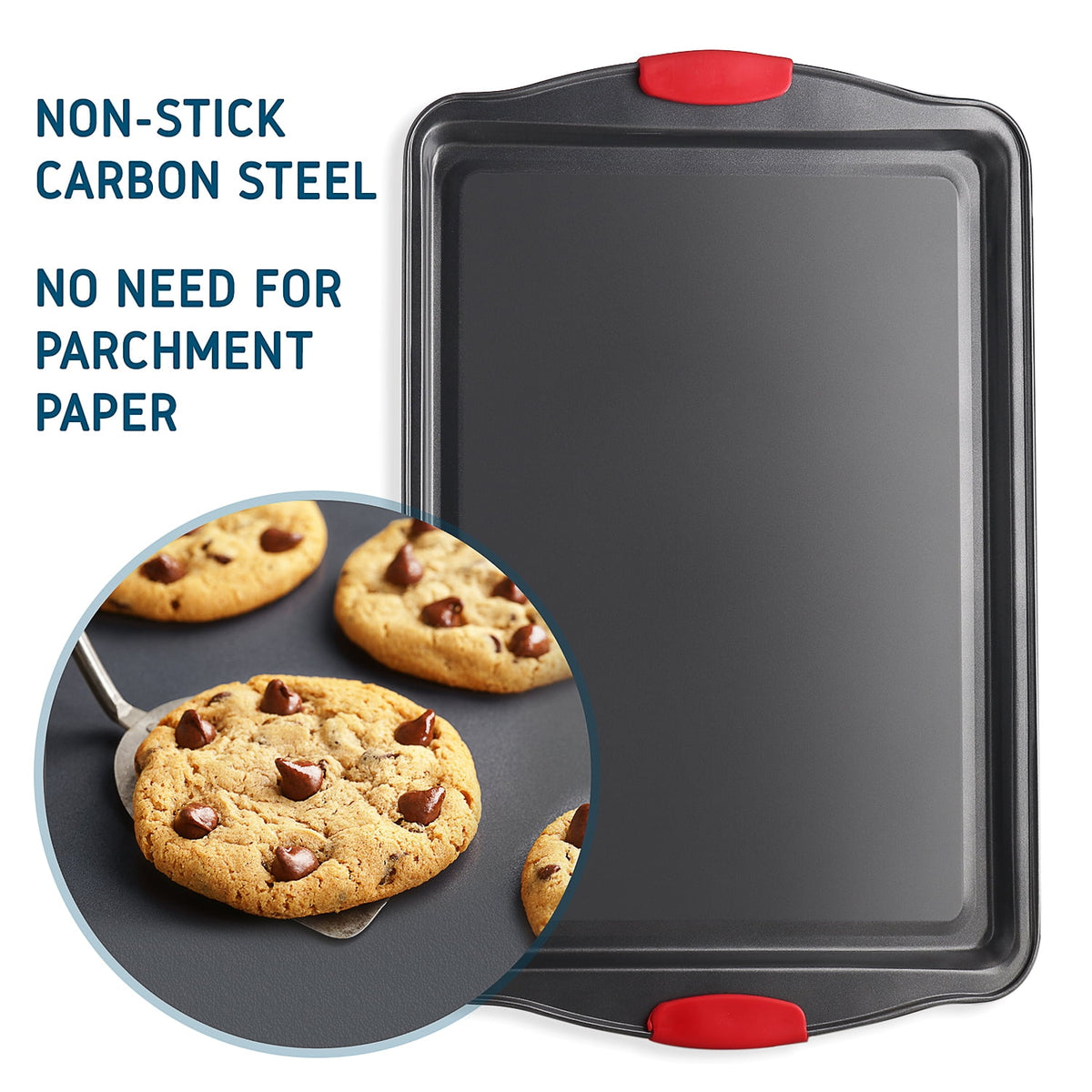 Joytable Cookie Sheet Set, Steel Baking Pans Set, Durable Baking Sheets for Oven, Cookie Sheet Non-Stick Sets For Oven, Black, 3pc