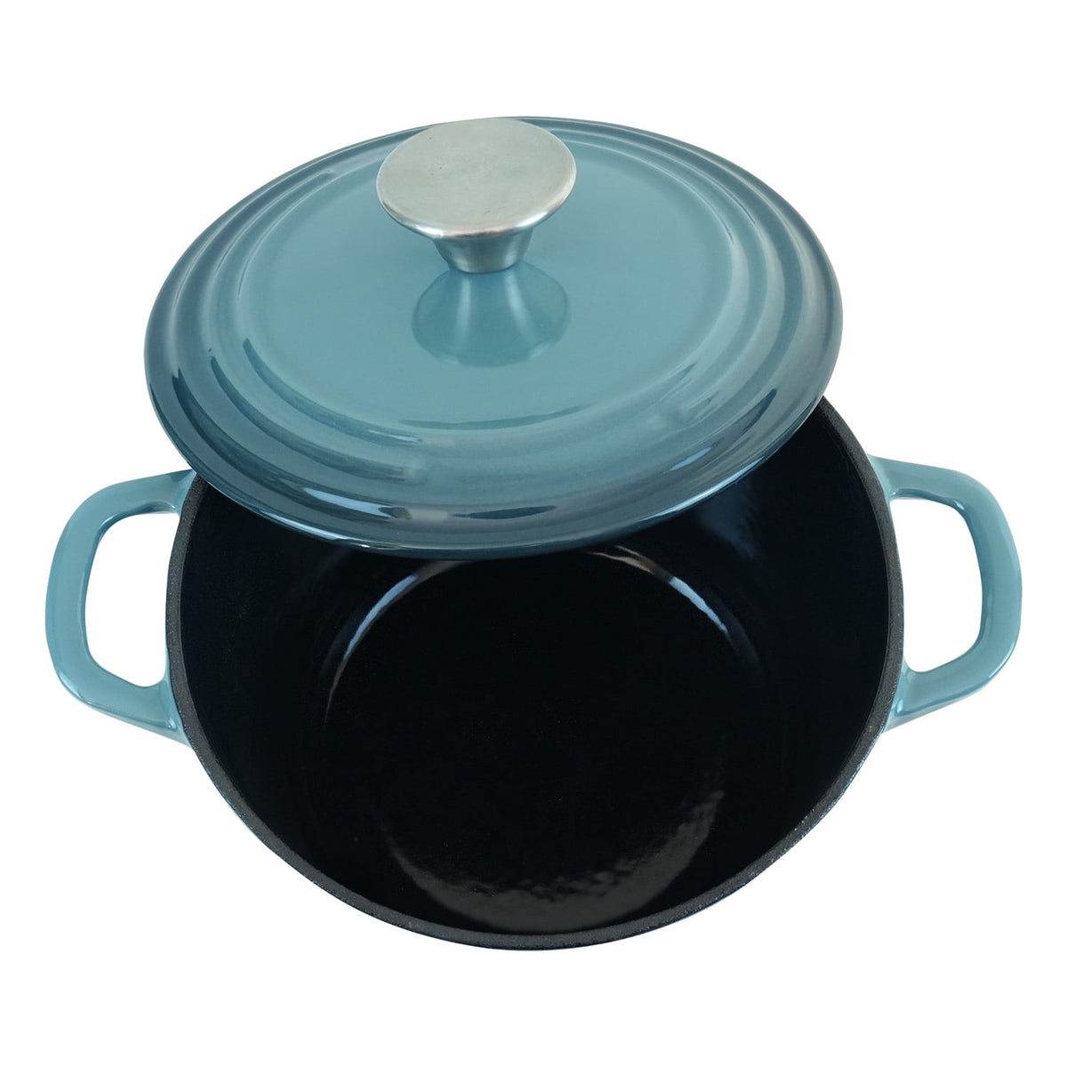 Flavehc Dutch Oven Pot with Lid 2.8 qt Cast Iron Dutch Oven for Bread Baking Slateblue Enameled Cast Iron Rice Pot with Handels