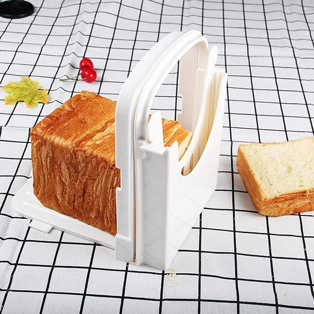 Xiyztok Bread Slicer Foldable Toast Slicer Tool Adjustable Toast Loaf Slicing Machine Plastic Bread Cutting Guide Tools for Homemade Bread Kitchen Baking Tool