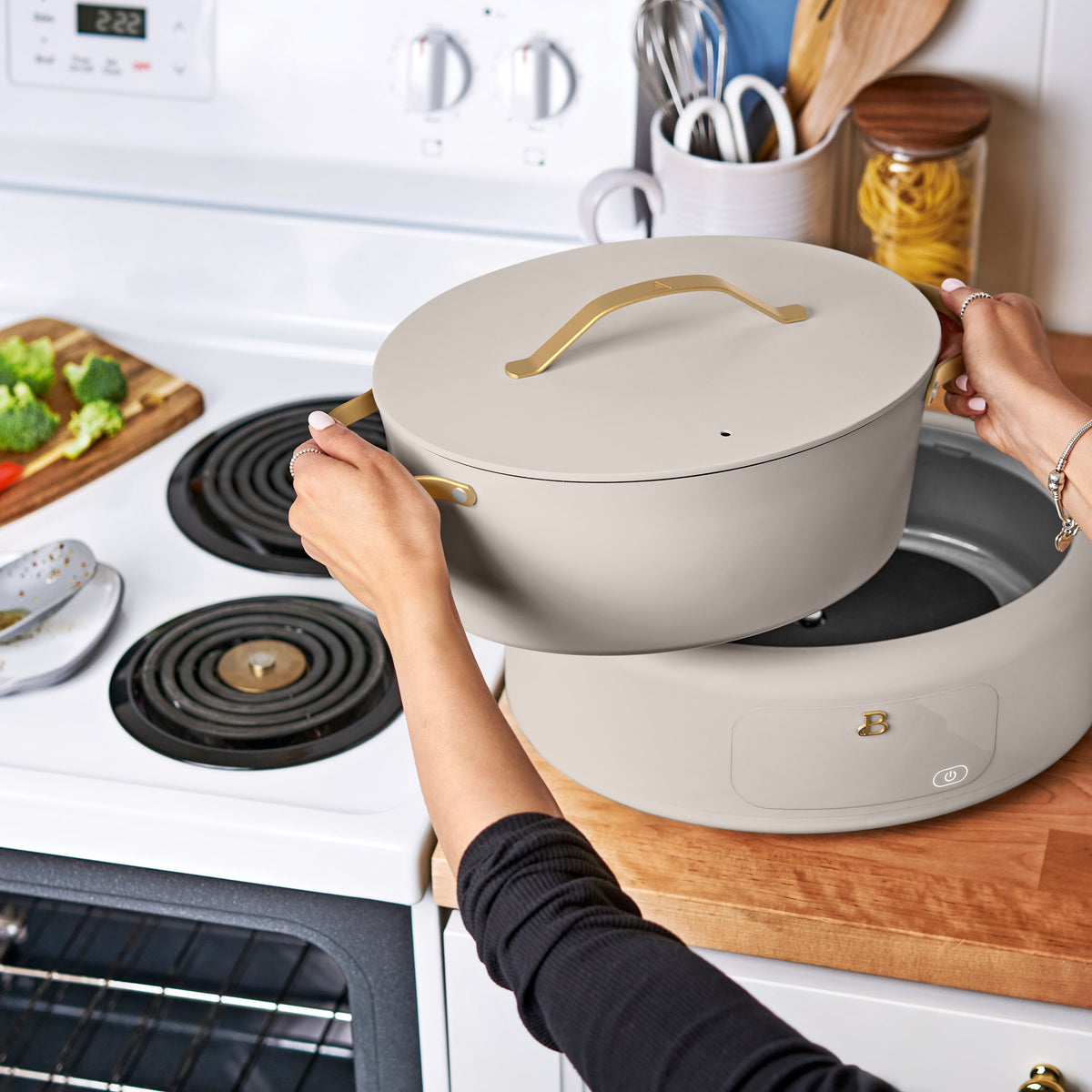 Beautiful 10 in 1, 6 Qt Electric Multi-Cooker, Thyme Green by Drew Barrymore