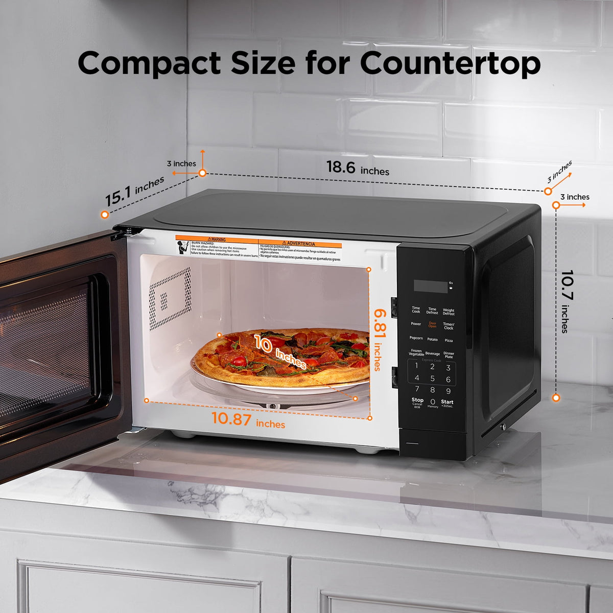 BLACK+DECKER 0.7 Cu Ft LED Digital Microwave Oven in Black with Child Safety Lock
