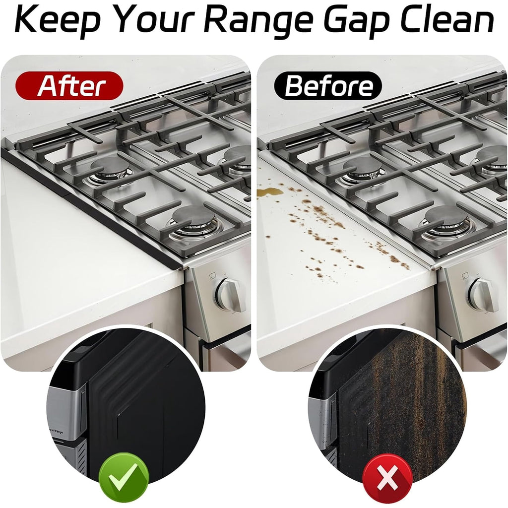 2 Pcs Stove Gap Covers, Stainless Steel Stove Gap Filler Adjustable Length 13.8"to 27.6" for Kitchen