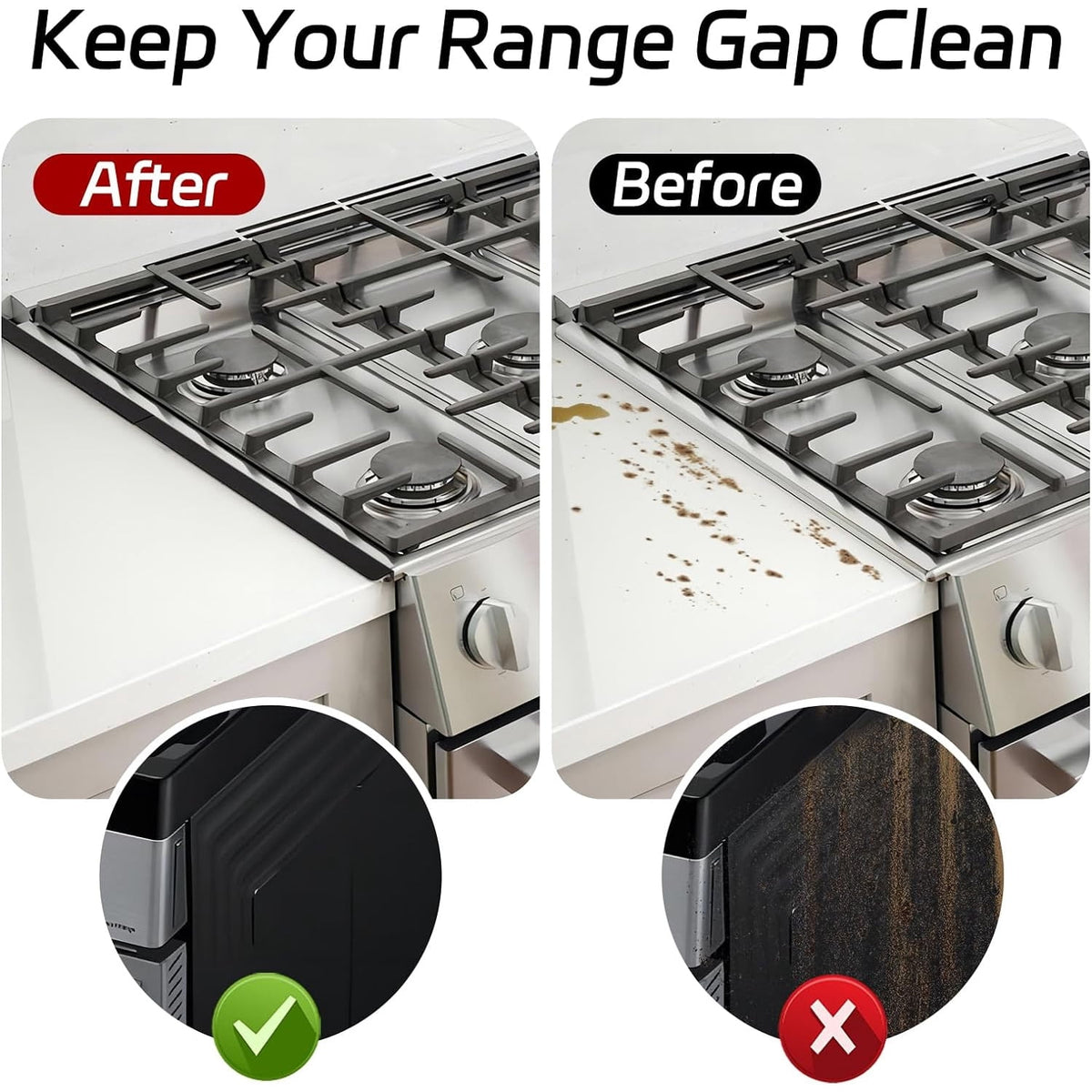 2 Pcs Stove Gap Covers, Stainless Steel Stove Gap Filler Adjustable Length 13.8"to 27.6" for Kitchen