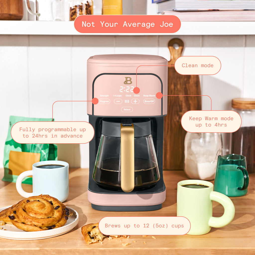 Beautiful by Drew Barrymore 12-Cup Programmable Coffee Maker, White Icing
