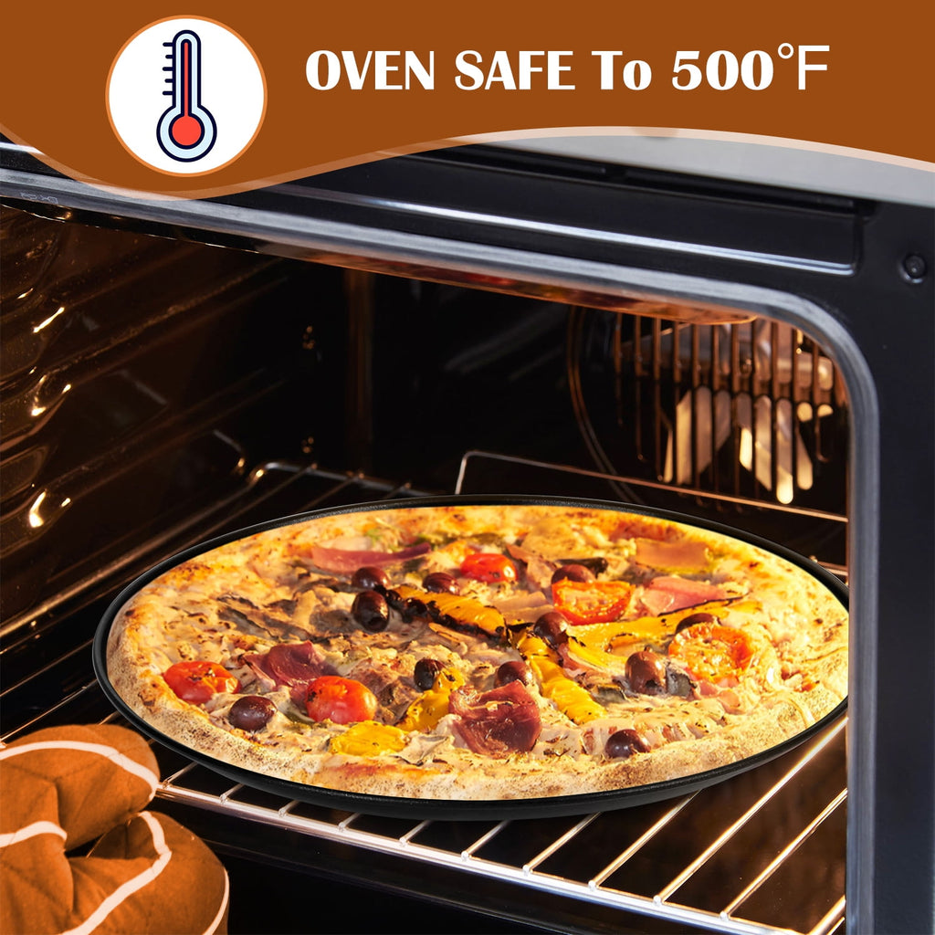 VeSteel Stainless Steel 12 inch Pizza Pan Set of 2, Metal Baking Tray Platter for Oven