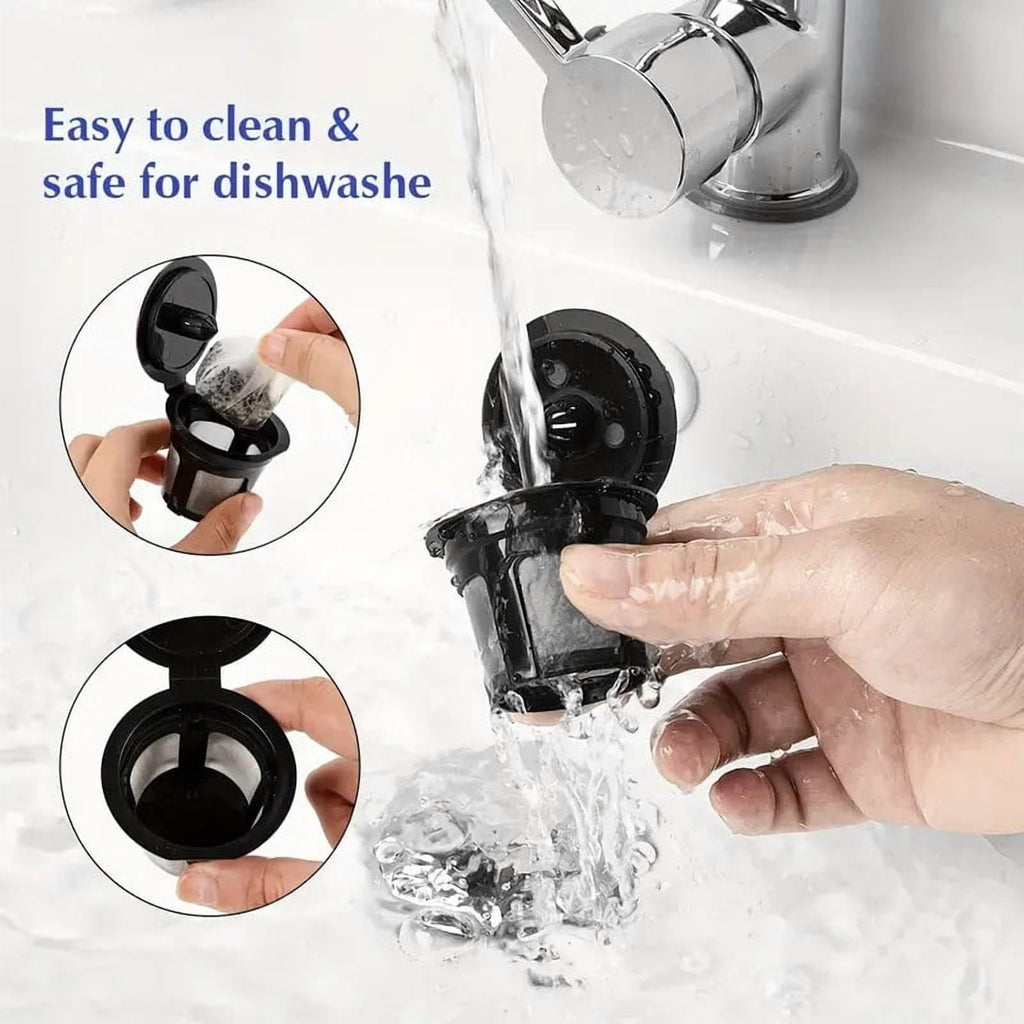 Reusable K Cups for Keurig, Universal Refillable Coffee Filters for Single Serve Coffee Maker, 4-Pack of Reusable Pods, Black