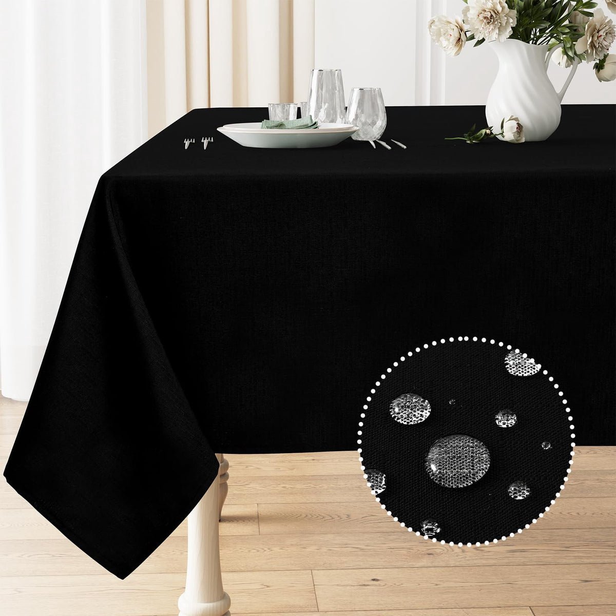 decorUhome Linen Rectangle Tablecloth 52x70 inch, Stain and Wrinkle Resistant Washable Table Cloth, Decorative Waterproof Fabric Table Cover for Dining Party, Sage Green