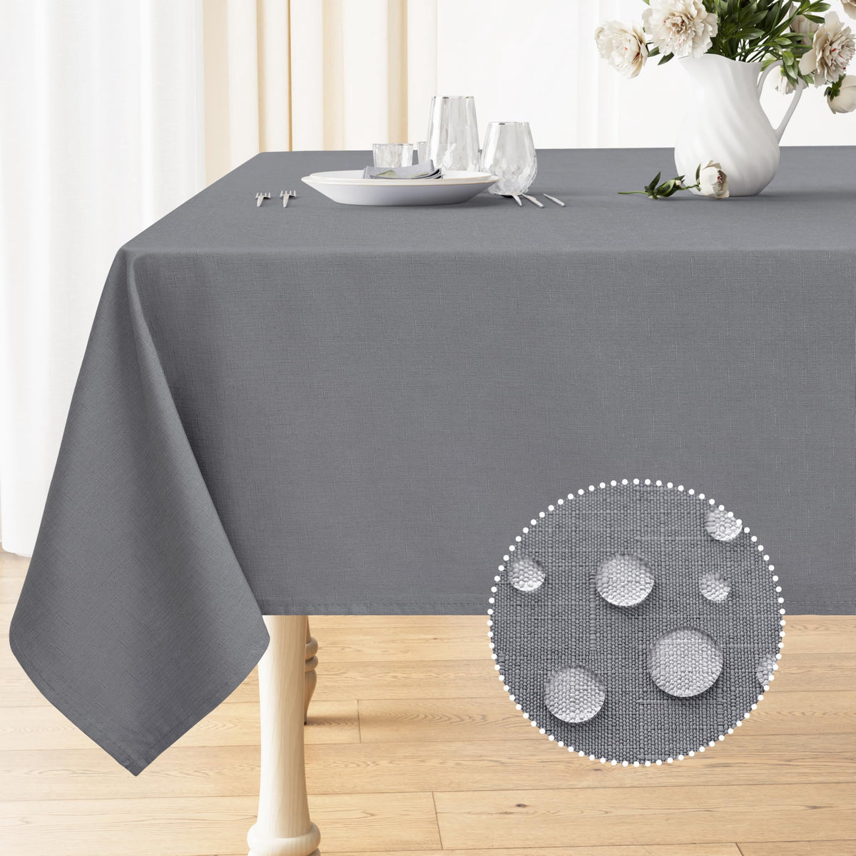 decorUhome Linen Rectangle Tablecloth 52x70 inch, Stain and Wrinkle Resistant Washable Table Cloth, Decorative Waterproof Fabric Table Cover for Dining Party, Sage Green