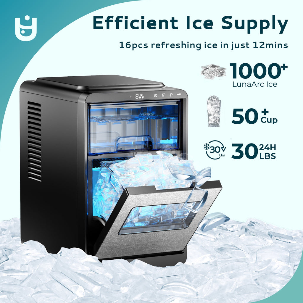 EUHOMY Countertop Nugget Ice Maker, 35lbs/24H Chewable Ice Machine, Self-Cleaning, Quiet Operation, Portable for Home, Office, Bar & RV, Black
