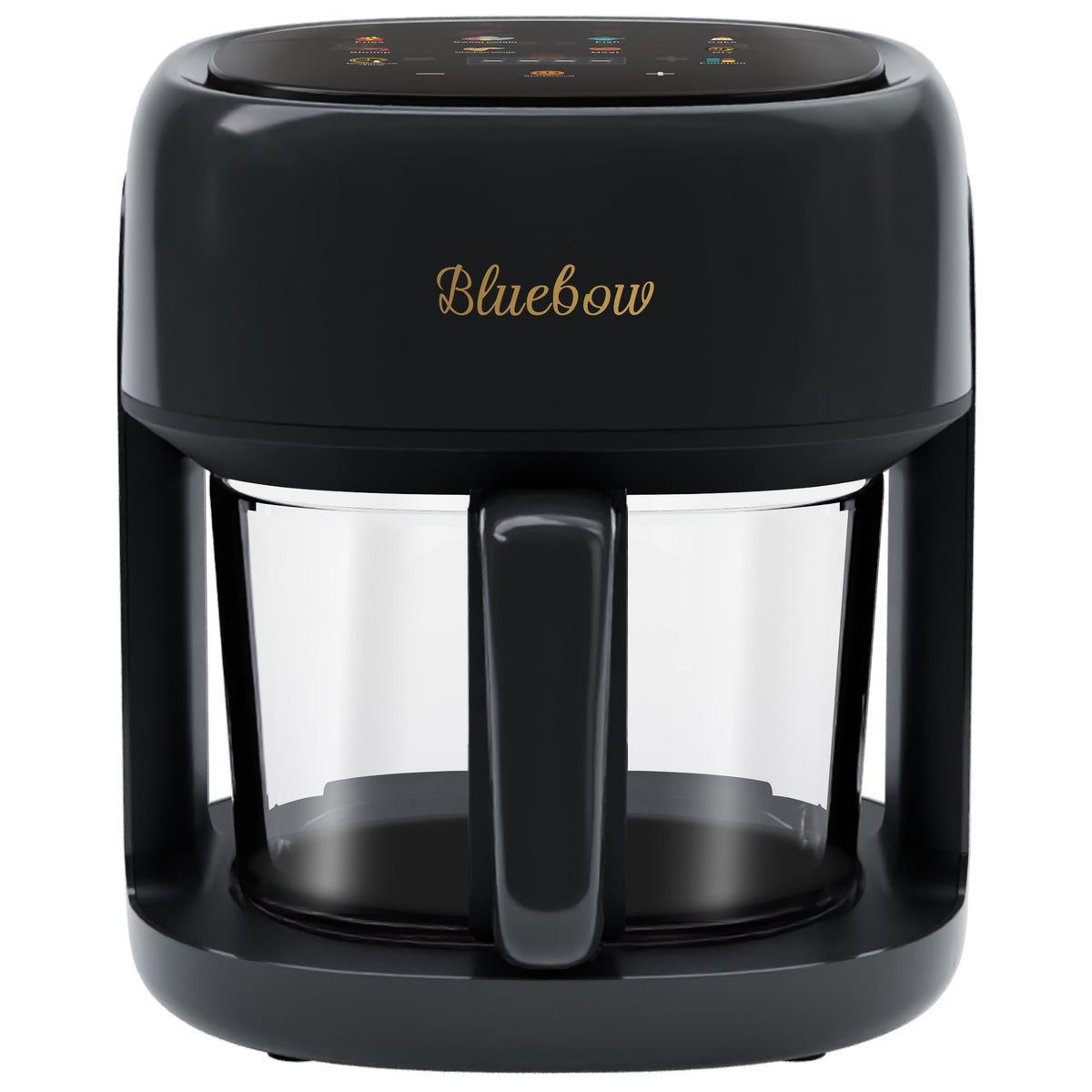 Bluebow 5 Quart Air Fryer with 360° Viewing Glass Pot, 8-in-1 Digital Touchscreen, Nonstick & Dishwasher Safe Basket, Less Oil, 1350W (White)