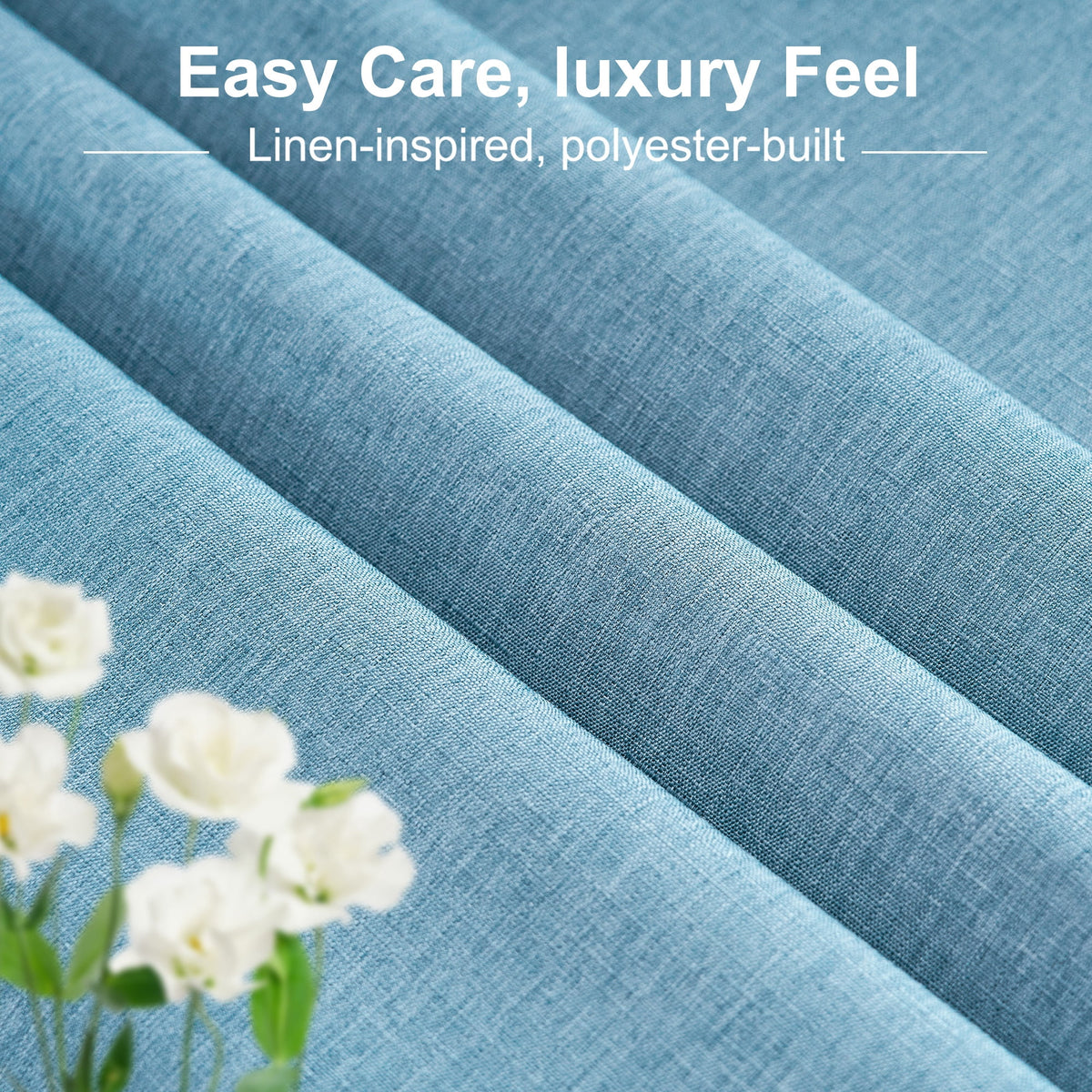 Inosoo Faux Linen Textured Rectangle Tablecloth - 60 x 84 inch Waterproof & Machine Washable Linen-Look Cloth Table Cover, White