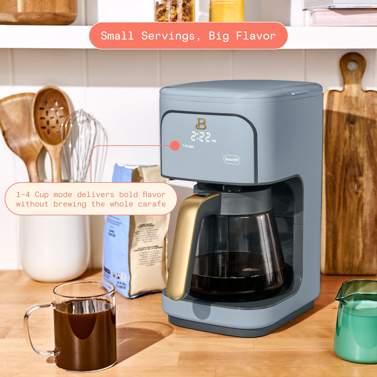 Beautiful by Drew Barrymore 12-Cup Programmable Coffee Maker, White Icing
