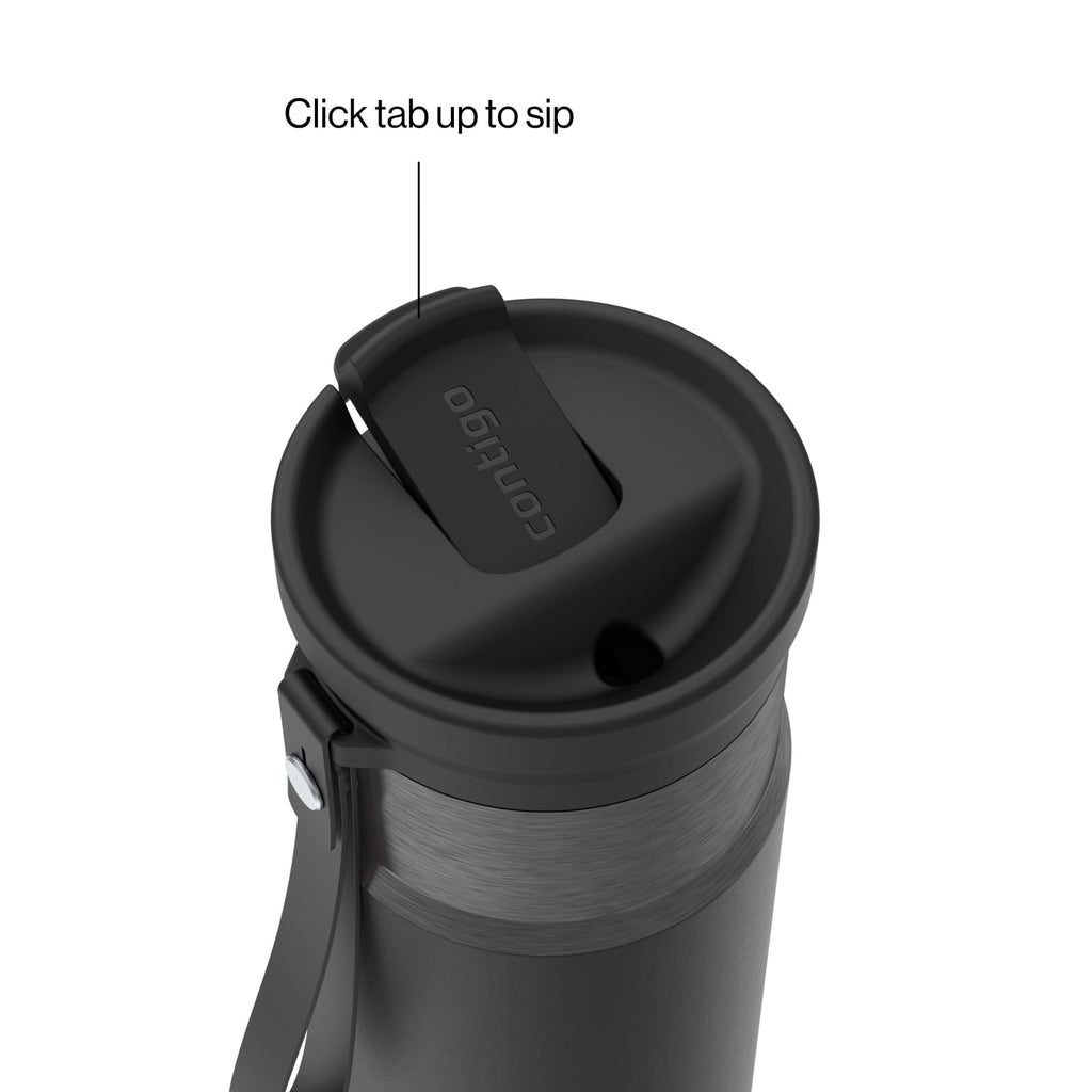 Contigo 16oz SnapSeal Insulated Stainless Steel Water Bottle, Licorice Black/Bronze
