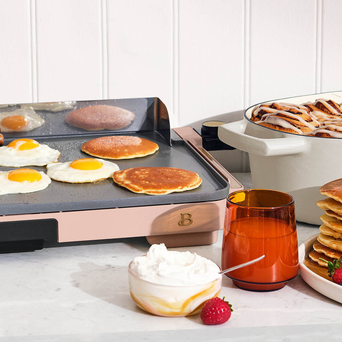 Beautiful XL Electric Griddle 12" x 22" with EverGood Ceramic Nonstick Coating, Thyme Green by Drew Barrymore
