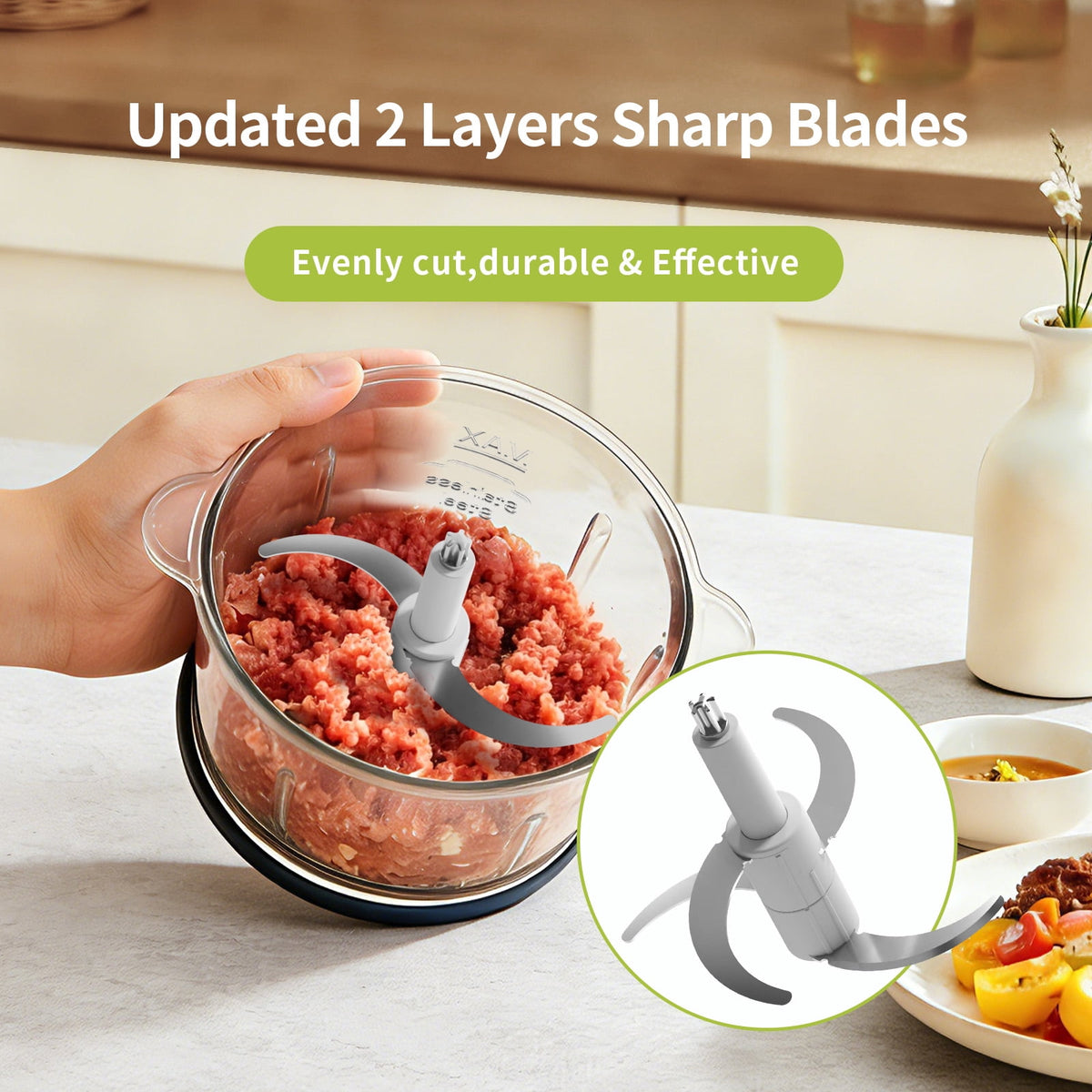LINKChef 6-Cup Food Processor, Electric Food Chopper & Meat Grinder for Vegetables, Meat & Fruit，Dishwasher Safe
