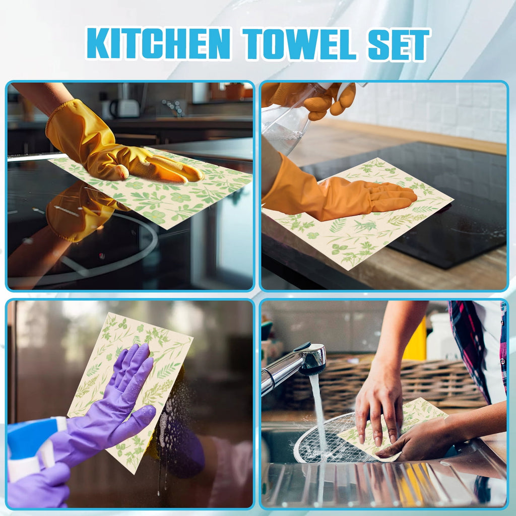 10 Pcs Swedish Dishcloths Reusable Kitchen Dish Towels Absorbent Dishcloths Washable Cellulose Sponge Cloths Quick Drying Cleaning Cloths Soft Kitchen Dish Cloth, 7.7 x 6.7in
