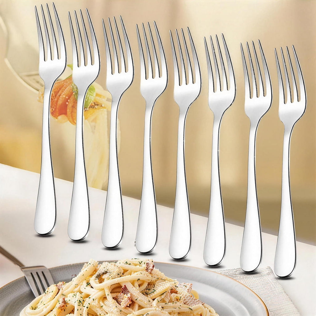 MYVIT 24-Piece Spoons and Forks Set, Stainless Steel Kitchen Silverware Set,Mirror Finish Lunch Serving Utensils Metal Cutlery Dishwasher Safe Flatware Set