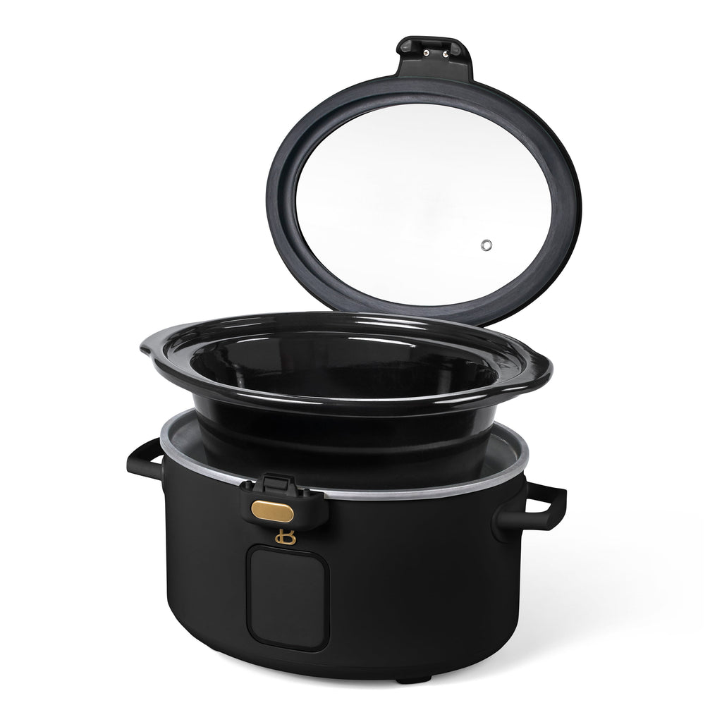 Beautiful 4 Qt Digital Slow Cooker with Hinged Locking Lid, Thyme Green by Drew Barrymore