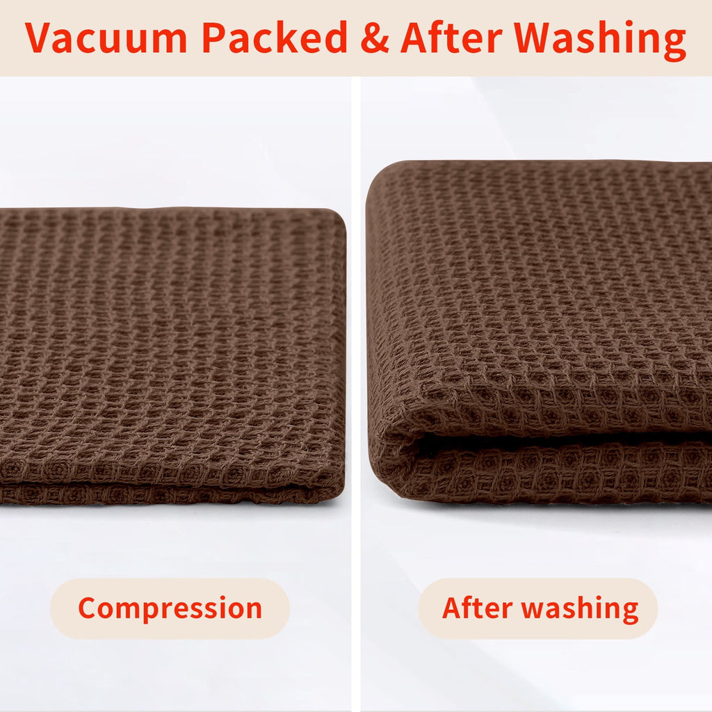 Smiry 100% Cotton Waffle Weave Kitchen Dish Towels, Ultra Soft Absorbent Quick Drying Cleaning Towel, 13x28 Inches, 4-Pack, Dark Grey
